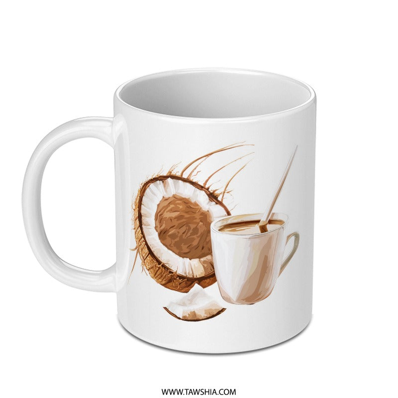 Coconut Coffee Mug, Tropical Drink Mug, Coffee Lover Gift, Unique Beverage Cup, Customizable Drinkware, Home Decor Mug, Kitchen Accessories - Tawshia