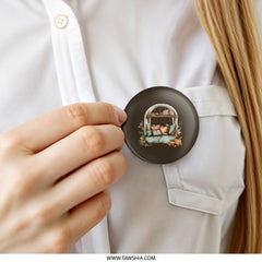 Cozy Autumn Window Pinback Button, Reading Nook Button, Fall Decor Button, Pumpkin Patch Button, Autumn Aesthetic Pin - Tawshia