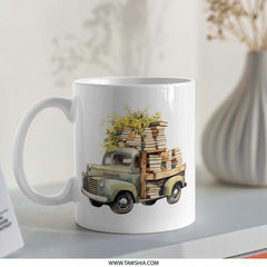 Book Truck Mug, Vintage Truck, Reading Lover Gift, Bookish Mug, Bookworm Gift, Truck Art Mug, Cute Mug, Coffee Mug, Tea Mug, Gift for Reader - Tawshia