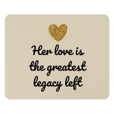 Her Love Legacy Mouse Pad, Gold Heart Mousepad, Office Desk Decor, Mother's Day Gift, Inspirational Quote Mousepad - Tawshia