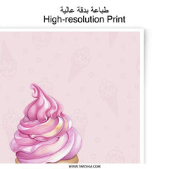 Ice Cream Photographic Print, Sweet Treat Art, Dessert Wall Decor, Cute Pink Illustration, Confectionery Artwork, Kitchen Art Print - Tawshia