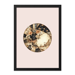 Floral Collage Wall Art, Abstract Flower Circle Print, Unique Wall Decor, Contemporary Art Print, Modern Wall Hanging, Sepia Tones Art - Tawshia