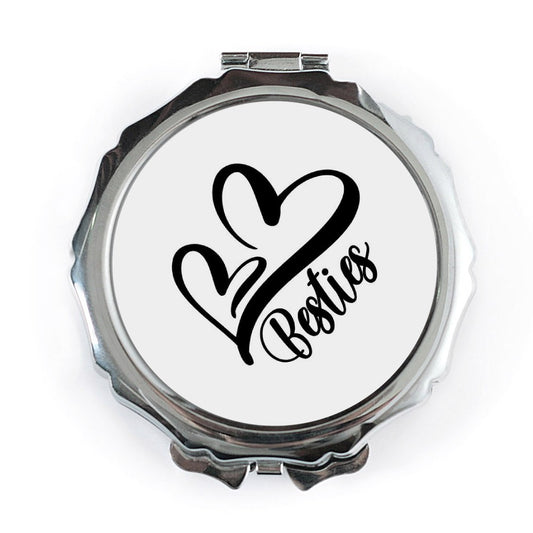 Besties Pocket Mirror, Heart Pocket Mirror, Friendship Gift Idea, Best Friend Mirror, Makeup Mirror, Bridesmaid Gift, Pocket Mirror - Tawshia