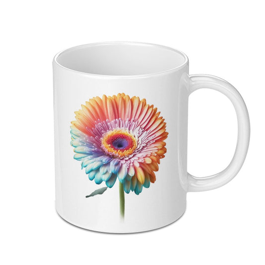 Gerbera Flower Mug, Rainbow Floral Mug, Colorful Flower Gift, Unique Coffee Mug, Gift Idea, Floral Art Mug, Pretty Flower Mug - Tawshia