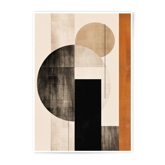 Geometric Photographic Print, Abstract Art Print, Circle and Rectangle Wall Art, Modern Home Decor, Beige Brown Black Art Print - Tawshia