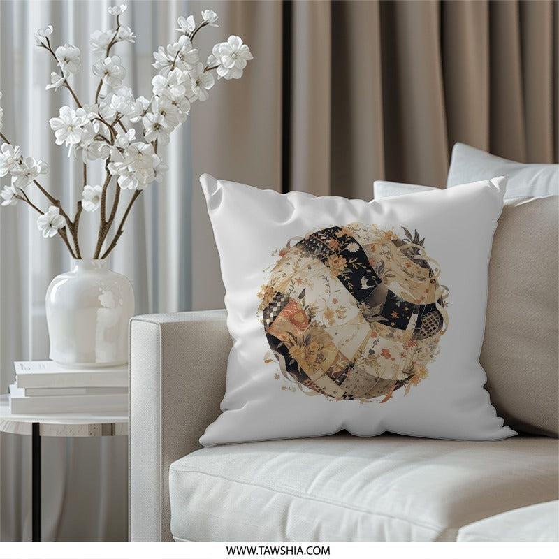 Floral Orb Pillow, Decorative Throw Pillow, Home Decor Accent, Abstract Floral Art Design, Floral Pattern Cushion, Unique Gift Idea - Tawshia