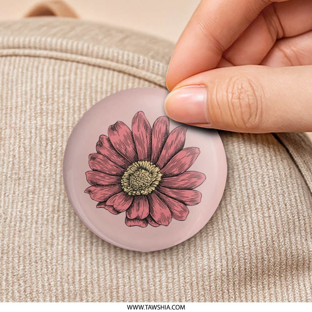 Pink Daisy Pinback Button, Floral Button, Flower Pinback Button, Botanical Button, Cute Button, Aesthetic Button, Gift Idea - Tawshia