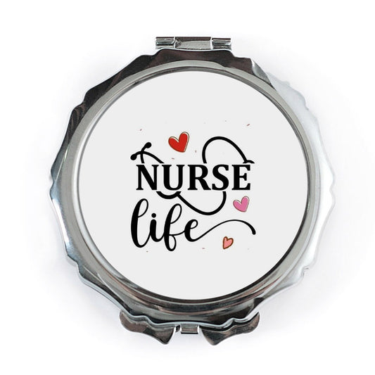 Nurse Life Pocket Mirror, Cute Stethoscope, Hearts, Gift for Nurses, Medical Professional Gift, Folding Mirror, Compact Mirror - Tawshia