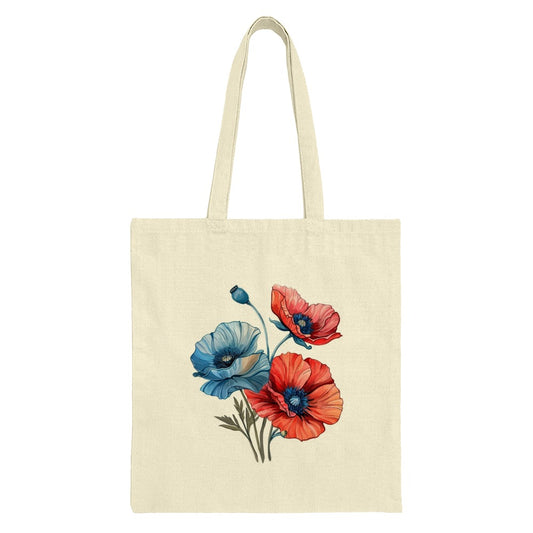 Floral Tote Bag, Poppy Flower Design, Colorful Grocery Bag, Botanical Market Bag, Reusable Shopping Bag, Teacher Tote, Gift For Her - Tawshia