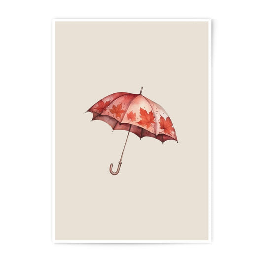 Autumn Umbrella Photographic Prints, Fall Decor, Leaf Umbrella Prints, Watercolor Umbrella Art Prints, Seasonal Art Prints - Tawshia