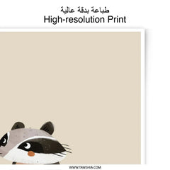 Cute Raccoon Photographic Prints, Nursery Wall Art, Animal Art, Kids Room Decor, Baby Shower Gift, Cartoon Raccoon Print - Tawshia
