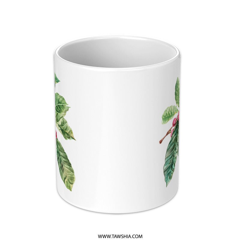 Coffee Branch Mug, Watercolor Coffee, Coffee Lover Gift, Botanical Mug, Plant Mug, Artistic Mug, Gift for Coffee Enthusiasts - Tawshia