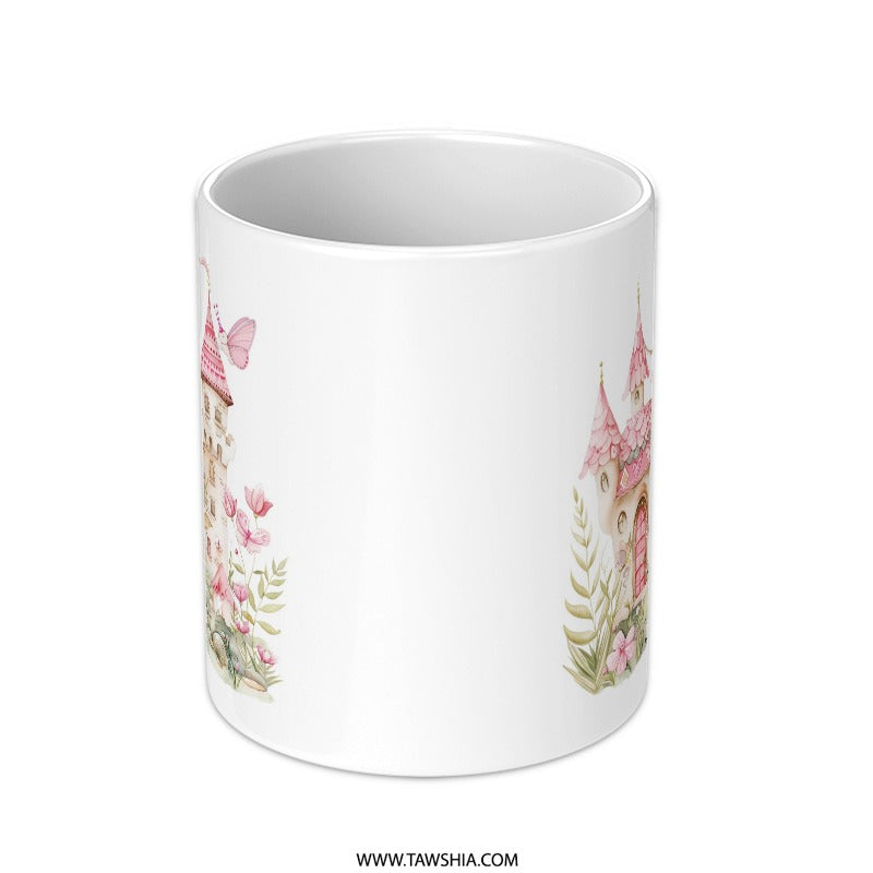 Princess Castle Mug, Watercolor Butterfly Coffee Cup, Fairy Tale Gift, Cute Home Decor, Fantasy Art Mug - Tawshia