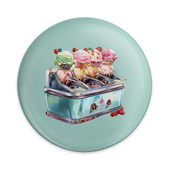 Ice Cream Machine Pinback Button, Colorful Dessert Button, Retro Style, Foodie Gift, Summer Treat Pin Button, Gift for Ice Cream Lover - Tawshia