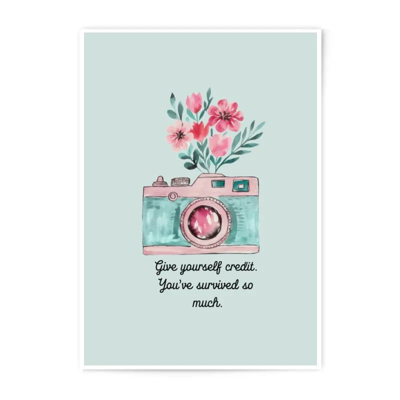 Floral Camera Photographic Prints, Inspirational Wall Art, Pastel Home Decor, Gift for Photographer, Positive Affirmation, Unique Art - Tawshia