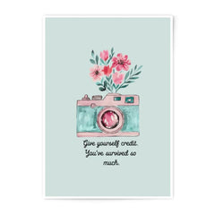 Floral Camera Photographic Prints, Inspirational Wall Art, Pastel Home Decor, Gift for Photographer, Positive Affirmation, Unique Art - Tawshia