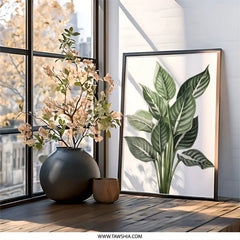 Calathea Plant Wall Art, Botanical Print, Tropical Leaf Decor, Greenery Art, Modern Home Decor, Framed Art Print - Tawshia