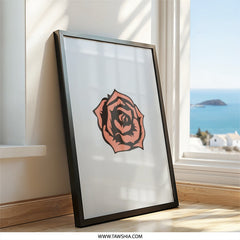 Rose Wall Art Print, Floral Wall Decor, Minimalist Flower Art, Botanical Illustration, Contemporary Home Decor - Tawshia