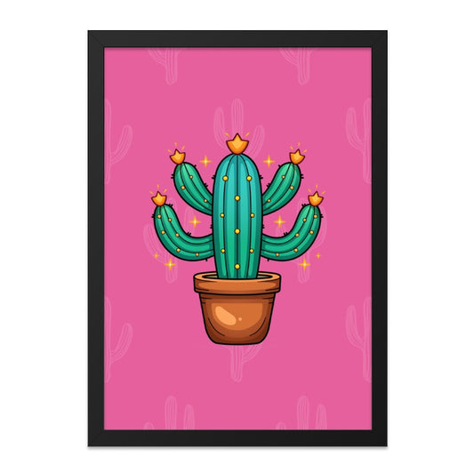 Cactus Framed Wall Art, Pink Home Decor, Southwest Art Print, Desert Plant Artwork, Modern Wall Hanging, Botanical Illustration, Fun Art - Tawshia