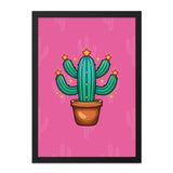 Cactus Framed Wall Art, Pink Home Decor, Southwest Art Print, Desert Plant Artwork, Modern Wall Hanging, Botanical Illustration, Fun Art - Tawshia