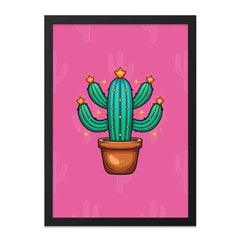 Cactus Framed Wall Art, Pink Home Decor, Southwest Art Print, Desert Plant Artwork, Modern Wall Hanging, Botanical Illustration, Fun Art - Tawshia