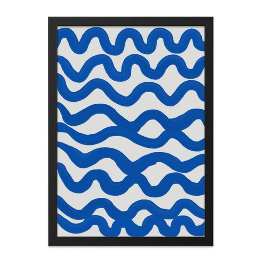 Indigo Waves Wall Art, Abstract Line Art Print, Modern Home Decor, Coastal Painting, Navy Blue Artwork, Minimalist Wave Art - Tawshia