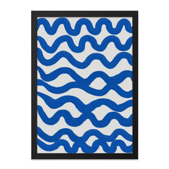Indigo Waves Wall Art, Abstract Line Art Print, Modern Home Decor, Coastal Painting, Navy Blue Artwork, Minimalist Wave Art - Tawshia