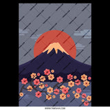 Blossoming Cherry Tree with Sunset Mountain View product