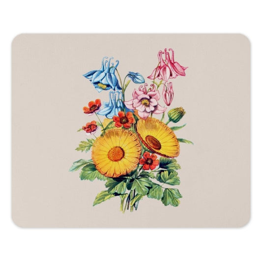 Floral Mouse Pad, Vintage Flower Design, Botanical Print, Unique Computer Accessory, Desk Decor, Colorful Flowers Mousepad, Gift Idea - Tawshia