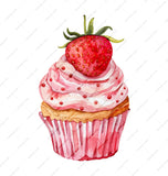Strawberry Cupcake Mug, Watercolor Art Mug, Dessert Lover Gift, Foodie Mug, Cute Cupcake Mug, Cupcake Illustration Mug, Coffee Mug - Tawshia