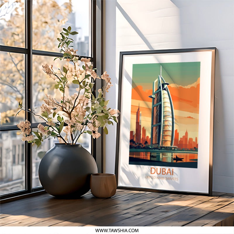 Dubai Wall Art, United Arab Emirates Print, Cityscape Art, Modern Art Print, Travel Poster, Middle East Decor, Landmark Wall Decor - Tawshia