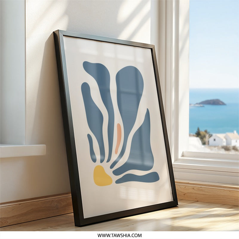 Abstract Wall Art, Minimalist Print, Blue and Yellow Shapes, Modern Home Decor, Trendy Wall Decor, Unique Art Print - Tawshia