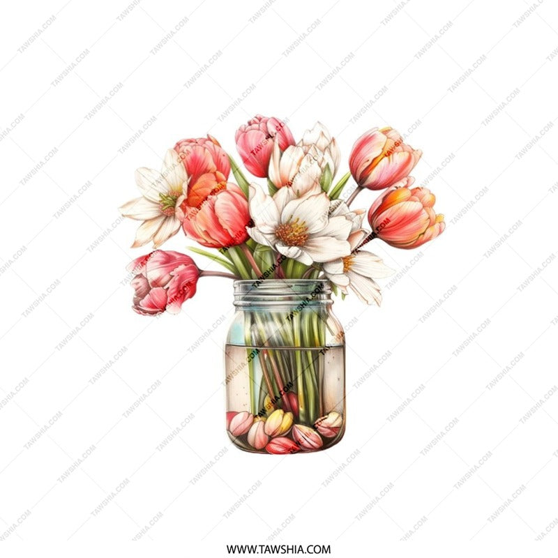 Floral Pillow, Tulip Pillow, Flower Bouquet Throw Pillow, Spring Decor Cushion, Botanical Pillow, Home Accent Pillow, Living Room Pillow - Tawshia