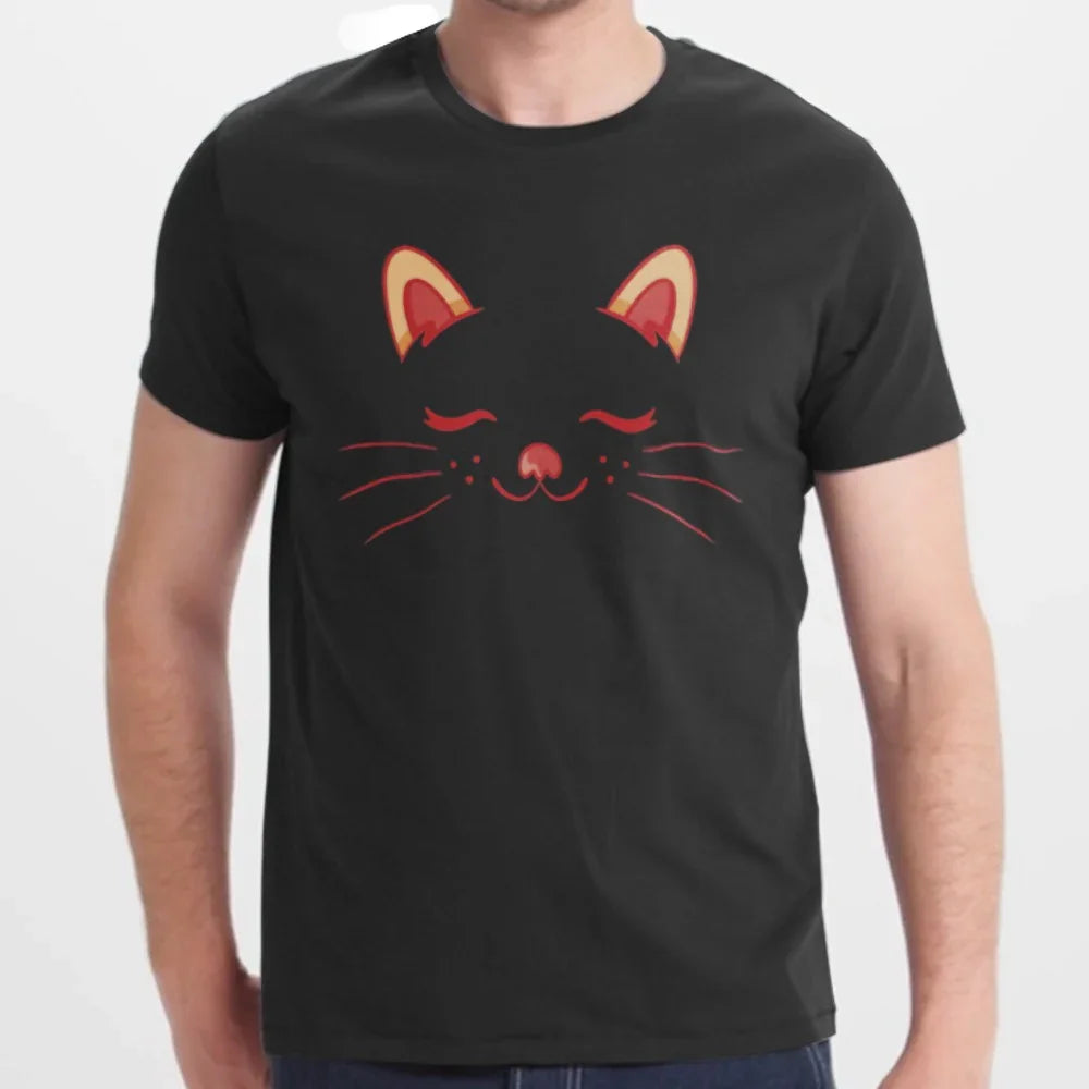 Cute Sleeping Cat Face Graphic T-Shirt product type