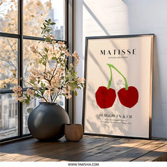 Matisse Cherry Wall Art, Papieres Decoupes Print, Henri Matisse Exhibition Poster, Modern Fruit Art, Minimalist Kitchen Decor - Tawshia