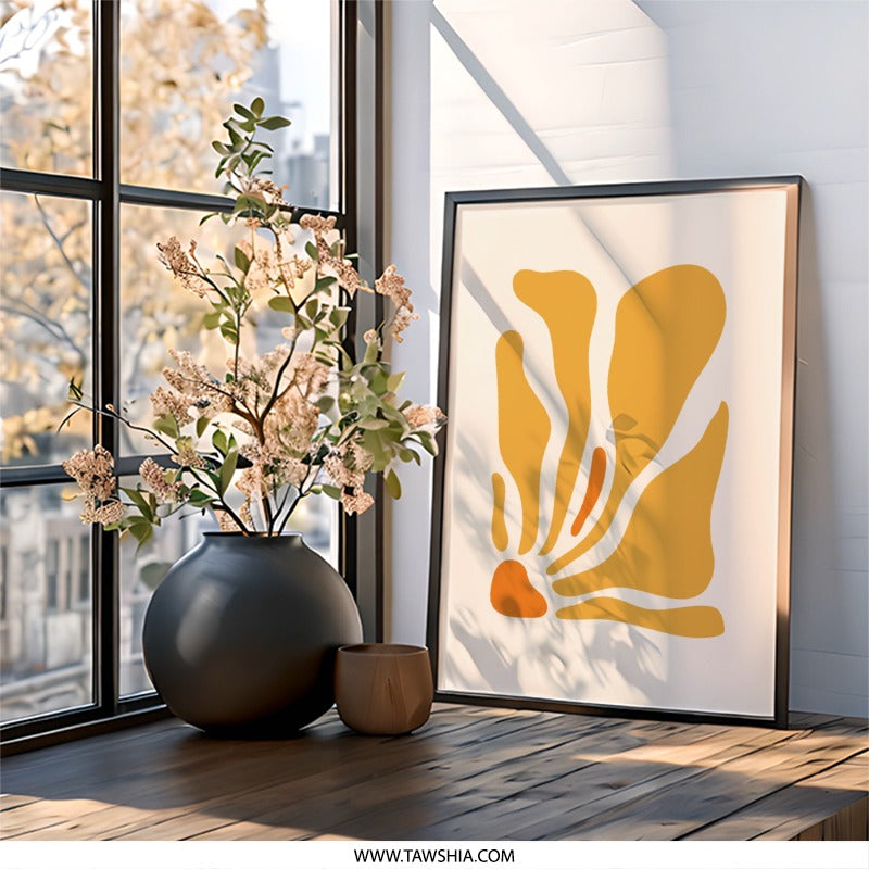Abstract Floral Wall Art, Minimalist Print, Modern Home Decor, Scandinavian Art, Neutral Tones, Botanical Artwork, Living Room Art - Tawshia