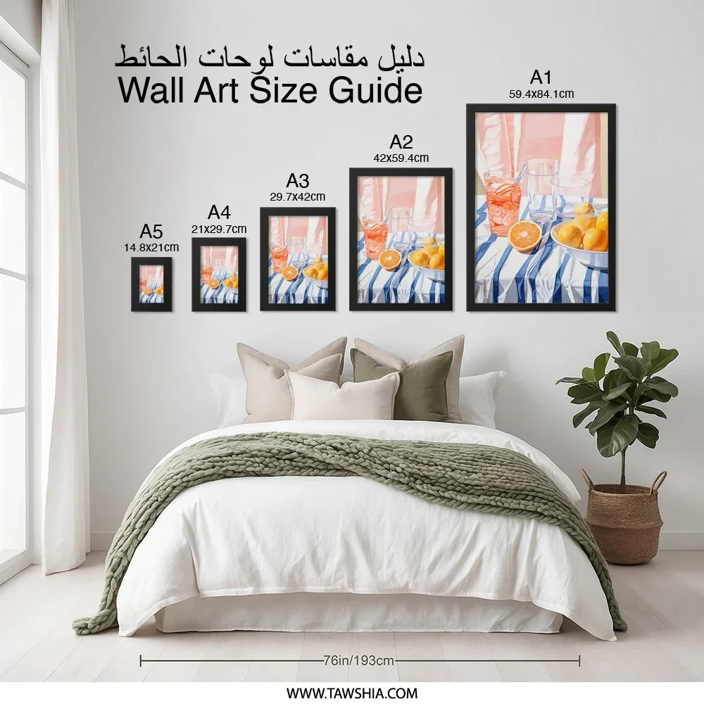 Citrus Still Life Wall Art, Summer Drink Print, Kitchen Wall Decor, Modern Food Artwork, Orange Lemon Art Print, Minimalist Wall Art - Tawshia