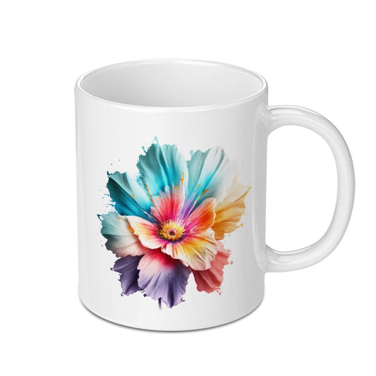 Colorful Floral Mug, Artistic Flower Coffee Mug, Gift for Her, Spring Flower Mug, Rainbow Petals Cup, Painterly Bloom Mug, Tea Mug - Tawshia