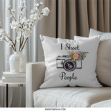 Photographer Pillow, Floral Camera Throw Pillow, Photography Gift, I Shoot People Pillow, Decorative Pillow, Home Decor - Tawshia