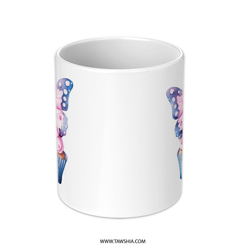 Butterfly Cupcake Mug, Watercolor Art Mug, Whimsical Mug, Cute Coffee Mug, Unique Gift Idea, Cupcake Lover Mug - Tawshia