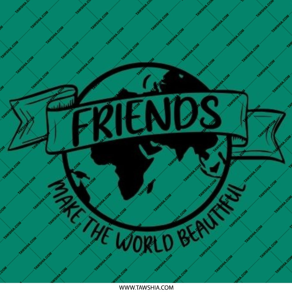 Friends Pinback Button, Make the World Beautiful Pin, Friendship Button, Earth Graphic Pinback Button, Teal Green Pin, Gift for Friend - Tawshia