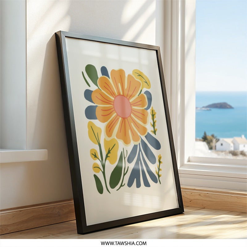 Abstract Floral Wall Art, Modern Flower Print, Botanical Art Decor, Trendy Home Wall Decor, Minimalist Floral Design - Tawshia