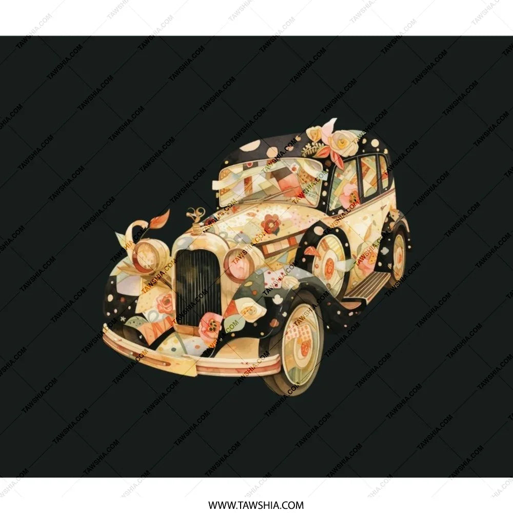 Floral Vintage Car Backpack, Classic Automobile Art, Unique School Backpack, Travel Backpack, Stylish Backpack, Gift for Car Lovers - Tawshia