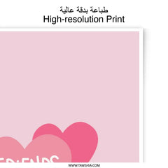 Friends Photographic Print, Heart Prints, Best Friends Gift, Friendship Art, Pink Wall Decor, Cute Print, Minimalist Art Print - Tawshia