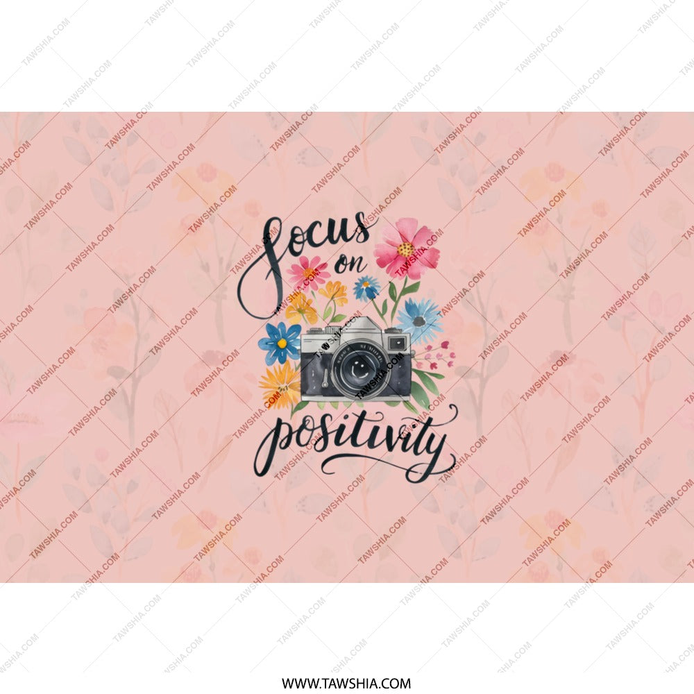 Focus on Positivity Tumbler, Camera Tumbler, Floral Tumbler, Inspirational Gifts, Positive Vibes, Motivational Tumbler, Pink Tumbler - Tawshia
