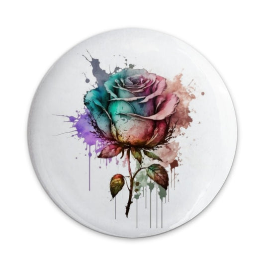 Watercolor Rose Pinback Button, Floral Badge, Artsy Accessory, Colorful Rose Pin, Expressive Design, Unique Gift, Trending Now - Tawshia
