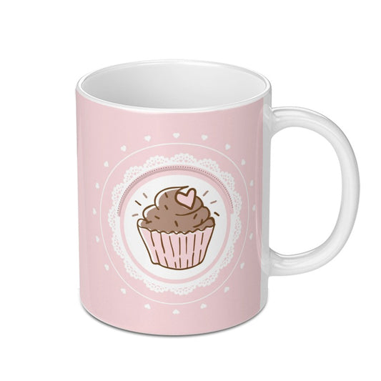 Cupcake Heart Mug, Cute Pastry Mug, Bakery Lover Gift, Food Themed Mug, Sweet Treat Mug, Pink Mug, Coffee Mug, Tea Mug, Hot Cocoa Mug - Tawshia