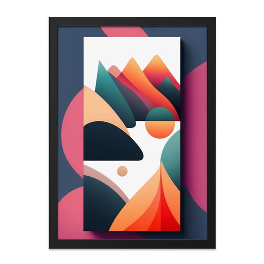 Abstract Geometric Wall Art, Modern Mountain Print, Colorful Shapes Poster, Minimalist Wall Decor, Home Office Art - Tawshia