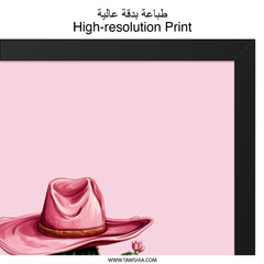 Pink Cowboy Cactus Wall Art, Western Decor, Desert Wall Art, Cute Cactus Print, Southwest Art, Framed Art Print - Tawshia