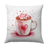 Hot Chocolate Pillow, Heart Marshmallows, Valentine's Day Decor, Cute Cocoa Pillow, Cozy Home Decor, Gift for Her, Valentine Gift - Tawshia